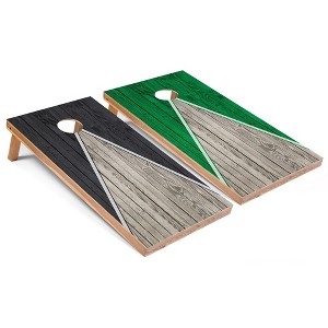 Skip's Garage Dak Grey and Kelly Pyramid Cornhole Board Set, Includes 2 Boards, 8 Bags - 1 of 4