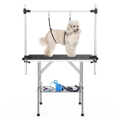 Foldable Dog Grooming Table with Adjustable Height Arm for Home Pet Bathing
