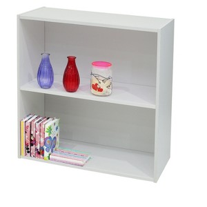Kings Brand Furniture - White Wood 2-Tier Shelf Bookcase Storage Organizer - 1 of 3