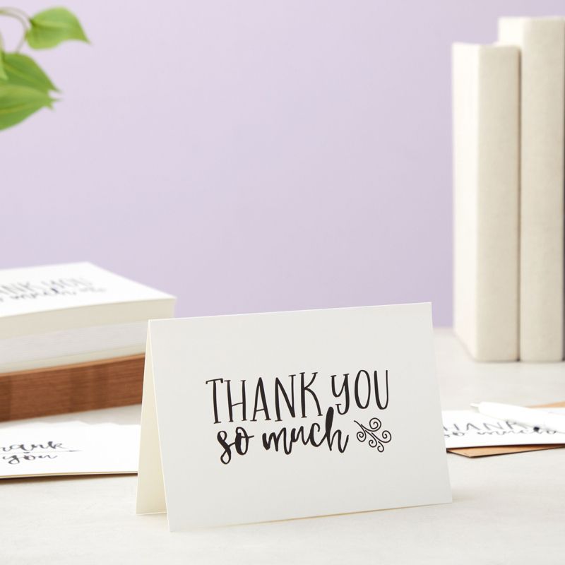 Best Paper Greetings 48 Pack Black and White Thank You Cards with Kraft Paper Envelopes for Graduation, Wedding, Blank Inside, 4 x 6 In, 3 of 9