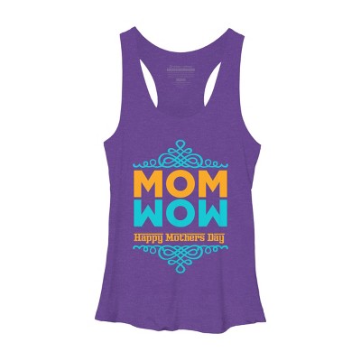 Women's Design By Humans Happy Mother's Day Mom Wow By tmsarts Racerback Tank Top