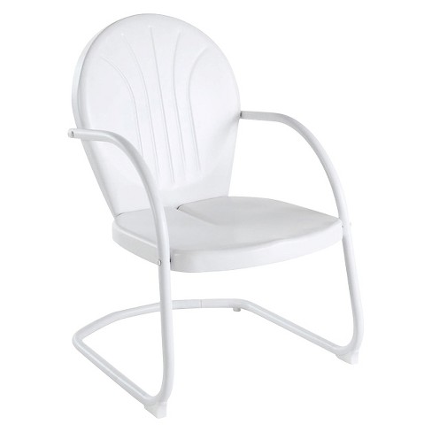 Griffith Metal Chair In White Finish, Old Steel Patio Chairs