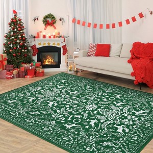 Orieon Washable Christmas Rug 48x72 in Non Slip Soft Carpet Holiday Tree Snowflake Area Rug for Living Room Bedroom Kitchen - 1 of 4