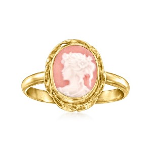 Ross-Simons Italian Pink Porcelain Cameo Ring in 18kt Gold Over Sterling - 1 of 4