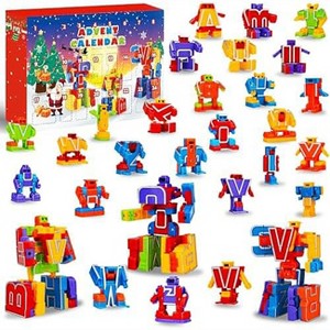 Aoibox Alphabet Robots Advent Calendar 2025 24 Day Christmas Countdown Calendar 26 Piece Transformable Alphabot Set for Kids STEM Learning - 1 of 4
