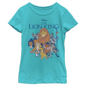 Girl's Lion King Character Group Shot T-Shirt - 1 of 4