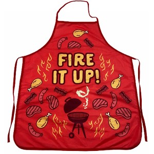 Fire It Up Grill Funny Backyard Bar-B-Que Meats Graphic Novelty Kitchen Accessories - Crazy Dog Bakeware Red Apron - 1 of 4