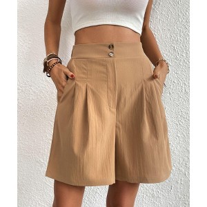 Women's High-Waisted Wide Leg Dress Shorts - Elegant Office Commuter Shorts - 1 of 4