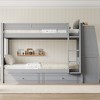 Whisen Full Size Bunk Bed & Bed Frame with  Desk and Bookshelves, Drawers, Ladder - 3 of 4
