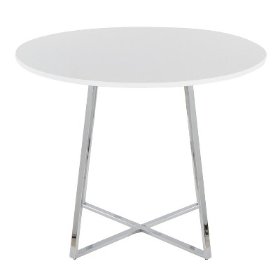 Sapphtopaz Round Dining Table Contemporary Dining Table in Chrome Metal Legs and MDF Tabletop Kitchen Table for Dining Room, Small Spaces