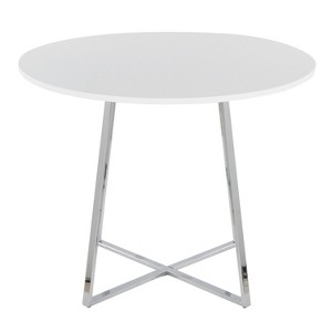 Sapphtopaz Round Dining Table Contemporary Dining Table in Chrome Metal Legs and MDF Tabletop Kitchen Table for Dining Room, Small Spaces - 1 of 4