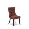 East West Furniture Dallas Parsons Dining Chairs - Button Tufted Nailhead Trim Burgundy faux Leather Upholstered Chairs, Set of 2, Distressed Jacobean - 4 of 4