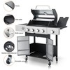 NicBex 4-Burner propane Gas BBQ Grill,46790BTU Output Outdoor Grill with SideBurner&Foldable Side Table,Enameled Cast Iron Cooking Grids - 3 of 4