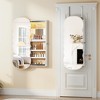 Fredees Jewelry Armoires with LED Lights, Hanging Lockable Wavy Mirror Cabinet & Jewelry Organizer, Frameless Mirror with Storage - 3 of 4