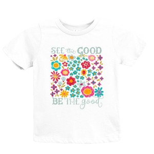 The Juniper Shop See The Good Be The Good Floral Youth Short Sleeve Tee - M - White - 1 of 4