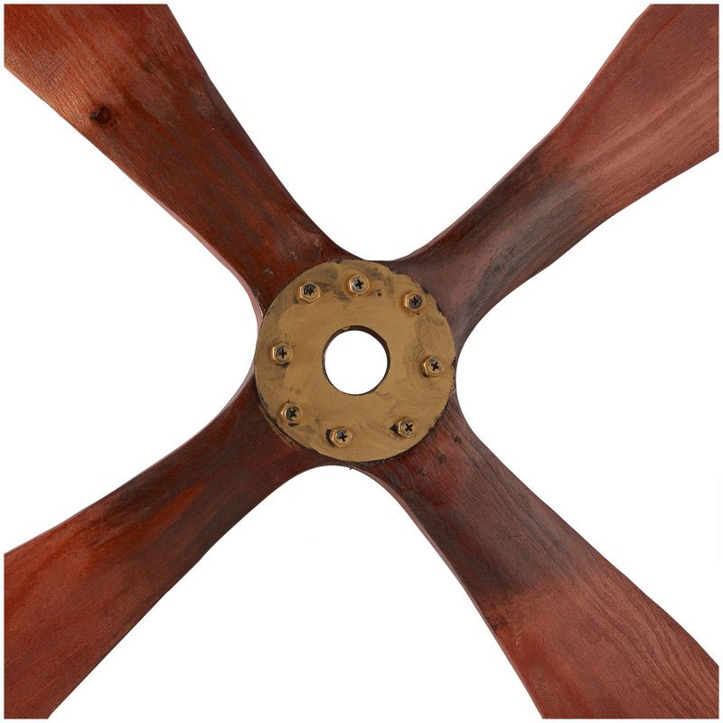 Wood Airplane Propeller 4 Blade Wall Decor with Aviation Detailing Brown - Olivia &#38; May, 3 of 6