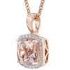 Pompeii3 1 1/10ct Morganite Cushion Halo Diamond Pendant 14K Rose Gold - 2 of 4