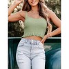 Womens Ruffle Hem Knit Camisole Tank Tops with Front Button V Neck and Cropped Design,Green - XL - 3 of 4