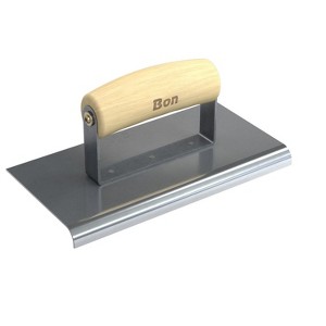 Bon Tool 12-457 Edger - Stainless Steel 8-inch X 4-inch - 3/8-inch Radius X 1/2-inch Lip Wood Handle - 1 of 2