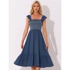 INSPIRE CHIC Women's Boho Square Neck Ruffle Trim Flowy Smocked Midi Sundresses - 4 of 4