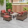 EAGLE PEAK Wicker Outdoor Patio Conversation Set, 2 Chairs, 2-Seat Loveseat, 2 Ottomans and Coffee Table, 6 Pieces - 2 of 4