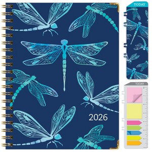 HARDCOVER 2026 Planner, 8.5"x11": 14 Months (Nov 2025-Dec 2026), Daily/Weekly/Monthly,  Bookmark, Pocket Folder w Sticky Notes (Dragonflies) - 1 of 4