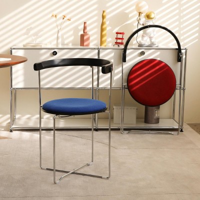 INFURNIC Dining Chairs Folding Dining Chair with Cantilever Design Upholstered Kitchen Chairs, Blue, 20.1"*20.1"*29.1"