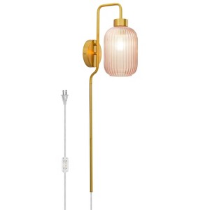 32" Otto Retro Wall Sconce Pink - River of Goods: Metal & Glass, Inline Switch, UL Listed - 1 of 4