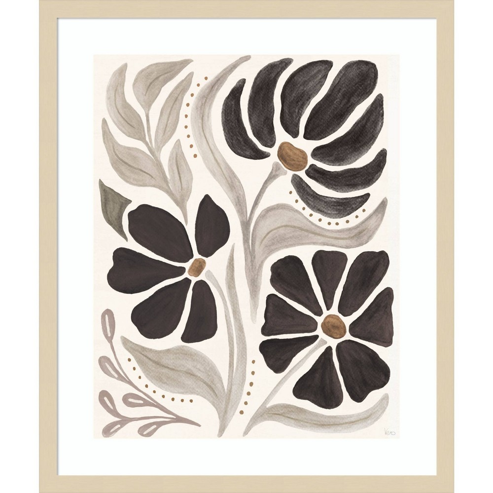 Amanti Art Modern Petals II Neutral by Veronique Charron Wood Framed Wall Art Print