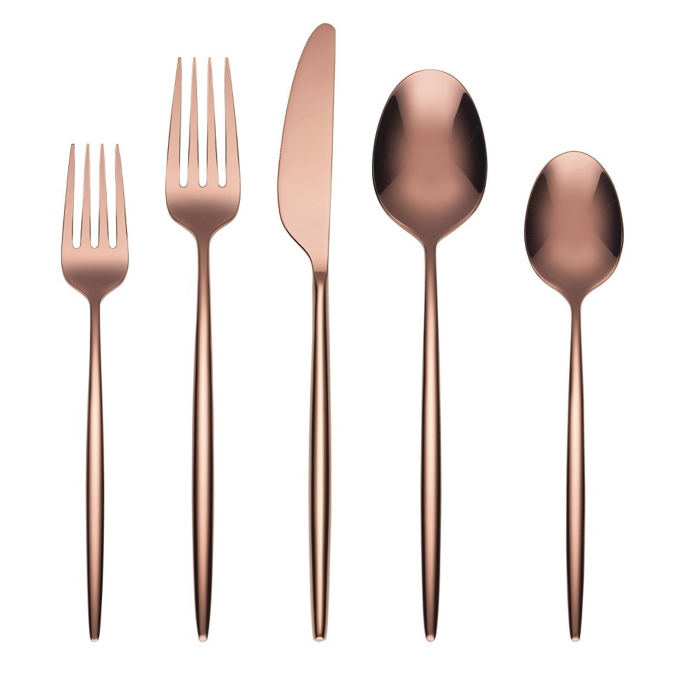 Photos - Cutlery Set Cambridge Silversmiths 20pc Gaze Copper Mirror Flatware Set: Stainless Steel Silverware Set, Forks Spoons Knives 