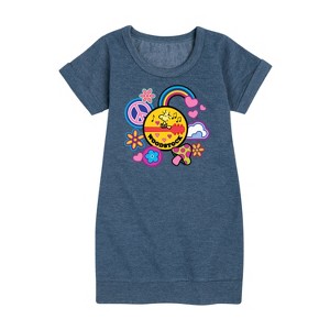 - Peanuts - Woodstock Peace And Love Flair Graphic Short Sleeve Fleece Dress - 1 of 4