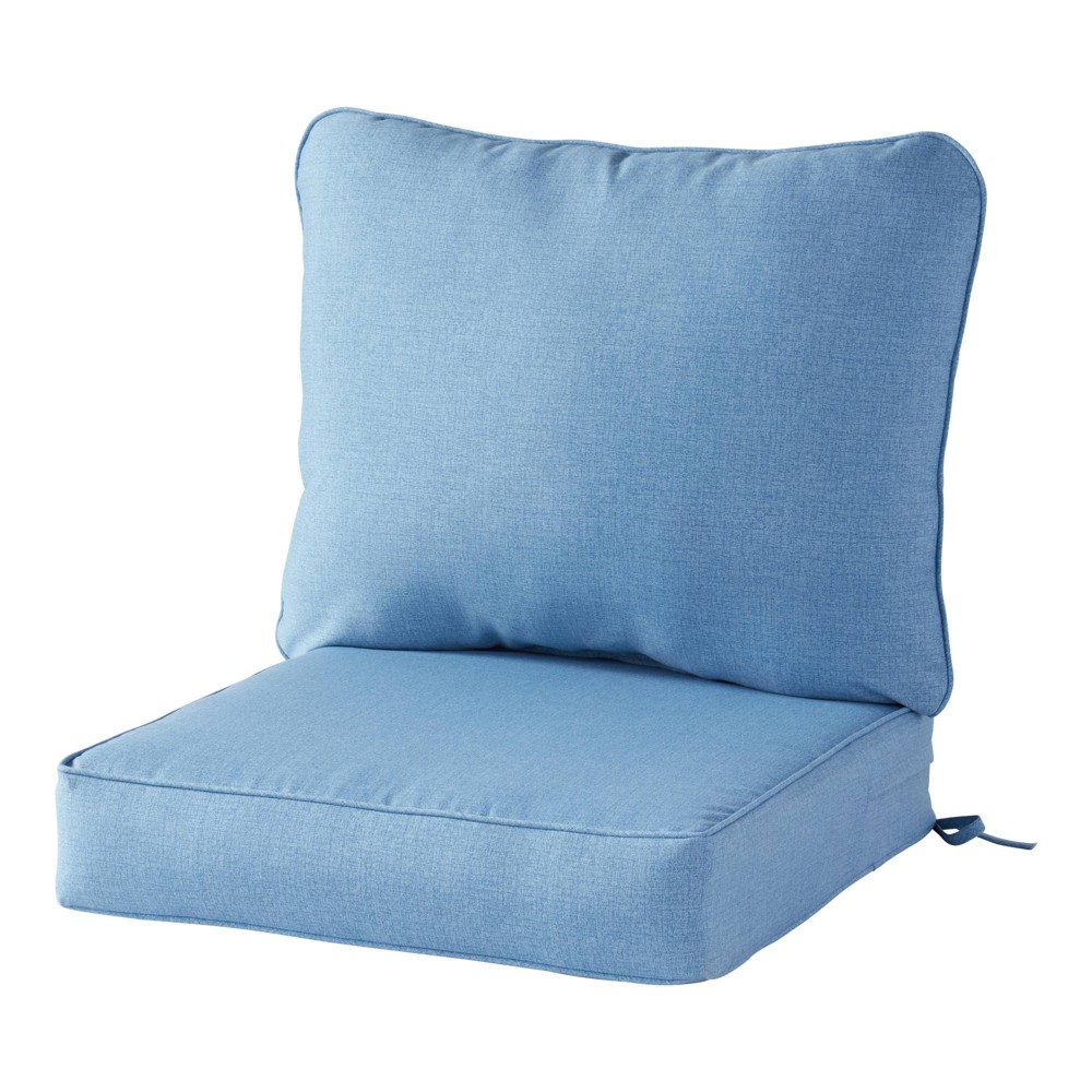 Photos - Pillow Kensington Garden 2pc Solid Outdoor Chair Back Cushion Set Denim