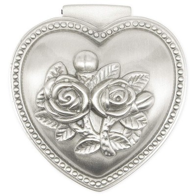 Juvale Antique Heart Shape Jewelry Box with Soft Black Velvet for Rings, Earrings, Necklaces and Bracelets, Silver