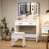 GAOMON Vanity Set with 3-Color Adjustable LED Mirror, Small Makeup Desk with Power Outlet and 2 Drawers - 3 of 4