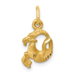 Black Bow Jewelry 14k Yellow Gold Capricorn the Goat Zodiac Satin and Diamond Cut Charm - 1 of 4