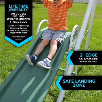 Live Oak White and Green Metal Swing Set with Slide