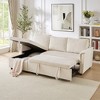 L-Shaped Sectional Sofa, Corduroy Tufted Upholstered Modular Convertible Sleeper Sofa with Pull-Out Bed, Reclining Backrest & Storage Chaise - 4 of 4