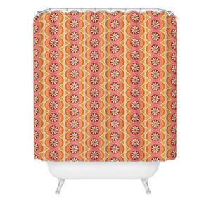 Megan Galante Wavy Daisy Shower Curtain Orange - Deny Designs: Abstract Microfiber Bath Decor, Machine Washable - 1 of 3