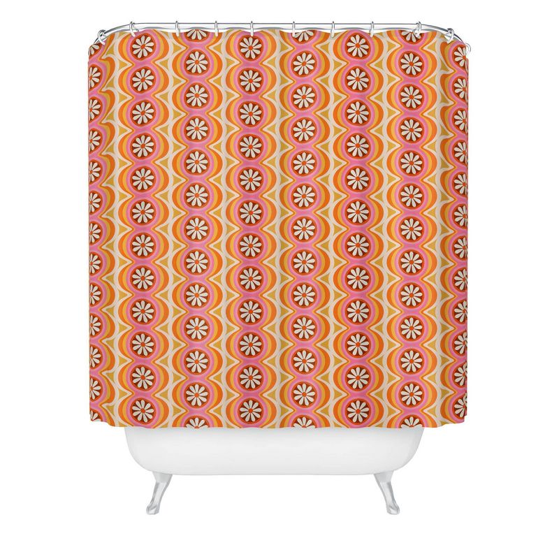 Megan Galante Wavy Daisy Shower Curtain Orange - Deny Designs, 1 of 5