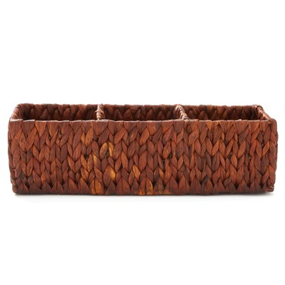 Rectangular Hand Woven Basket with Durable Metal Frame - 16.5" x 6" x 5" - Americanflat