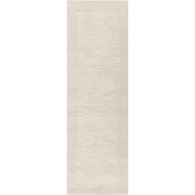 Hauteloom Bordered Solid Beige Cream Wool Rug