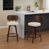 CAVINAS Set of 2/3 Mid-Century Swivel Bar Stools,Faux Leather Counter Height Chairs with Curved/Rattan Back & Bentwood Frame for Kitchen Island,Cafe - 2 of 4