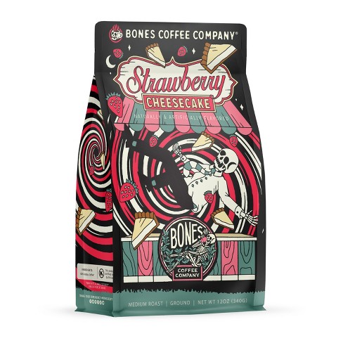 Bones Coffee Company Strawberry Cheesecake Ground Coffee Beans 12 Oz ...