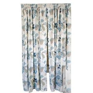 RLF Home Samanta Window Treatment 100% Cotton High-Quality Decorator Fabric Fully Lined Curtain Panels Blue - 1 of 4