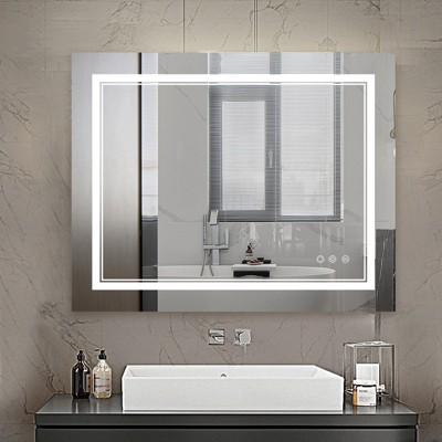 Maxax Atherton Modern Frameless Anti-Fog LED Lighted Dimmable Wall Mounted Bathroom Vanity Mirror