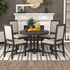 NicBex Round Dining Room Table Set for 4 Extendable Dining Room Table with MDF Tabletop and 4 Upholstered Chairs for Dining Room - 3 of 4