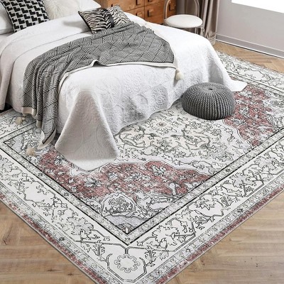 Garvee Vintage Soft Area Rug,Low Pile Anti-Slip Stain Resistant Rug