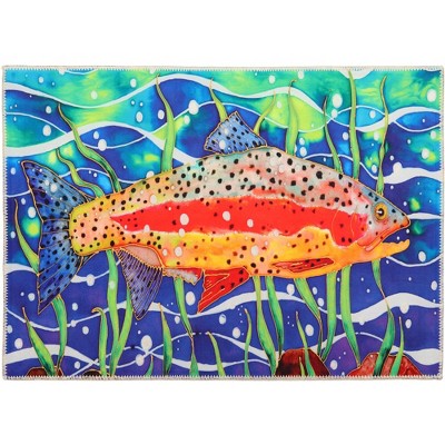 Olivia’s Home Swimming Rainbow Trout Indoor Rectangle Doormat – 22"x32" Vibrant Nature Accent Mat