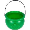 4E's Novelty St. Patrick’s Day Pot of Gold 8" Plastic Cauldron with Handle – Green Party Decoration, Table Centerpiece & Candy Bucket - 4 of 4