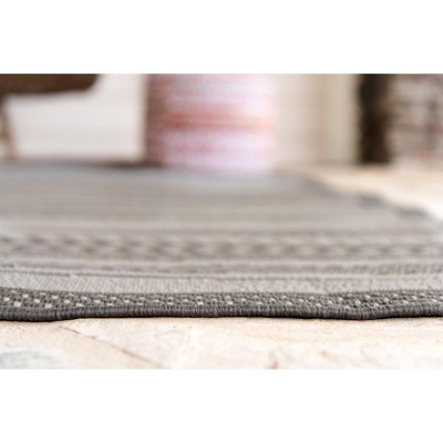 Gray Synthetic 9' x 12' Reversible Outdoor Area Rug